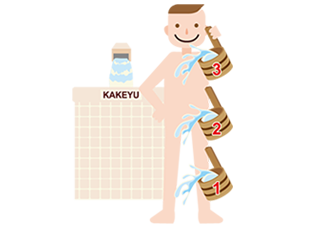 お風呂に入ったら、まずはかけ湯をしましょう。